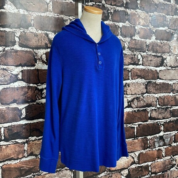 Vince Men's Sweater Lightweight Pullover Hoodie Buttons Blue Size X Large XL - Picture 8 of 13